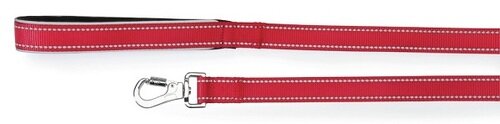 Guinzaglio reflex con maniglia in neoprene rosso 25 x 1200 mm