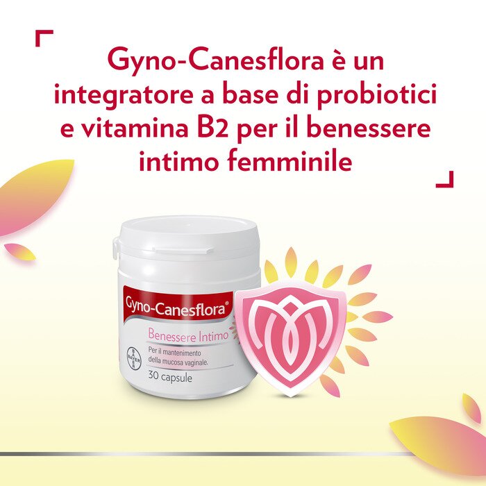 Gyno canesflora probiotico con vitamina b2 per benessere intimo e flora vaginale equilibrata 30 capsule