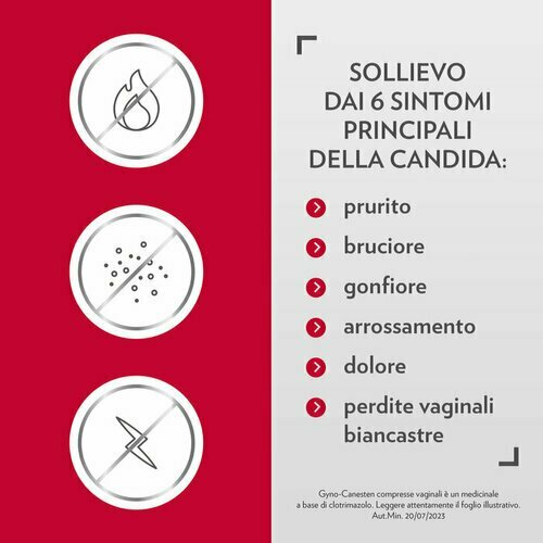Gyno-canesten per Candida, Prurito, Bruciore, Perdite, 12 Compresse