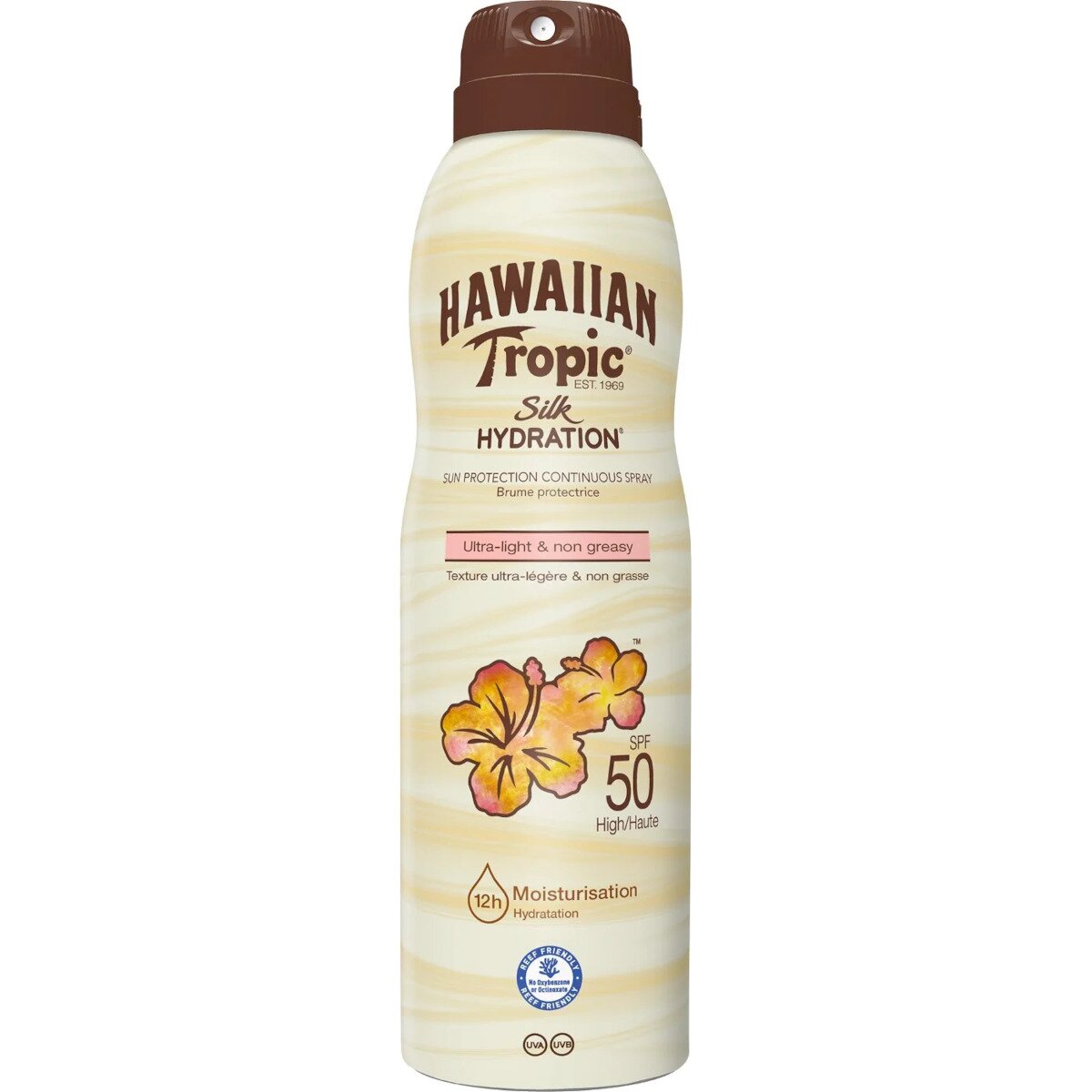 Hawaiian tropic silk hydration air soft can spray solare spf50 220ml