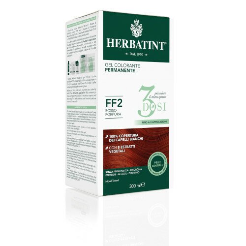 Herbatint Tintura Capelli Gel Permanente 3Dosi FF2 Rosso Porpora 300 ml