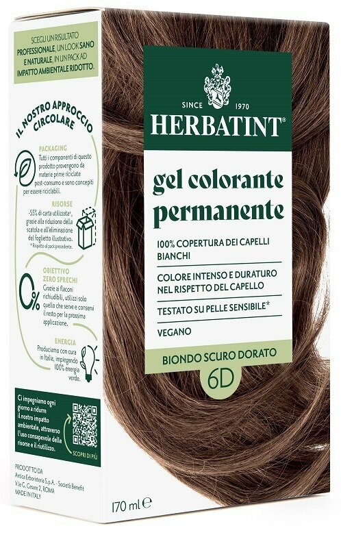 Herbatint tintura per capelli gel permanente 6d biondo scuro dorato 170ml