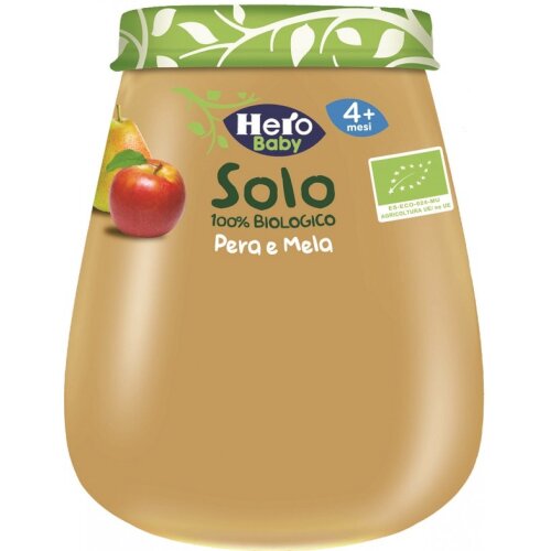 Hero solo omogeneizzato pera mela 100% bio 120 g