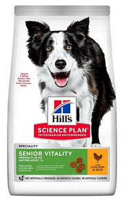 Hill's science plan senior vitality mature adult 7+ crocchette con pollo e riso per cani taglia media 12kg