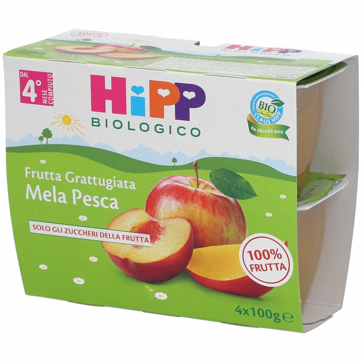 Hipp bio hipp bio frutta grattuggiata mela pesca 4x100 g