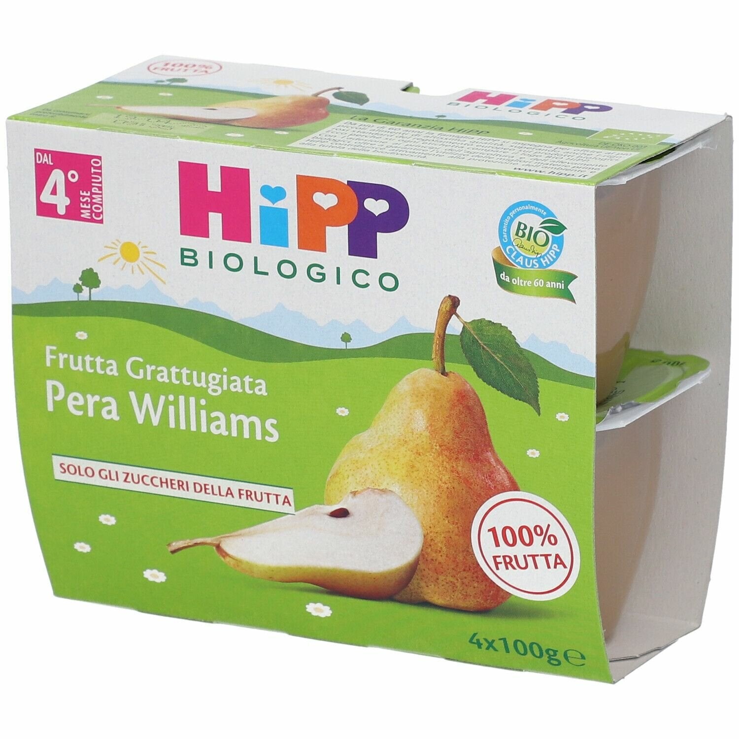 Hipp bio hipp bio frutta grattuggiata pera williams 4x100 g