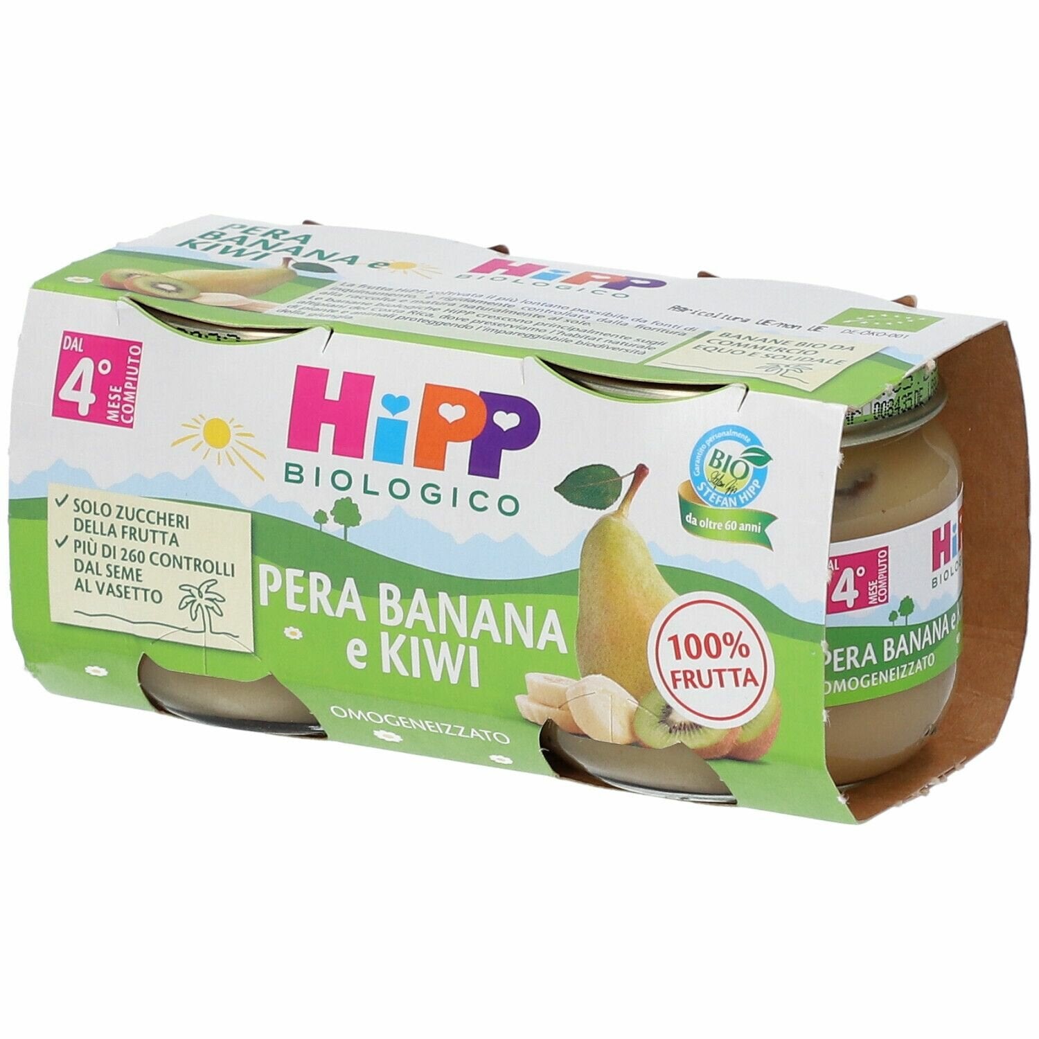 Hipp omogeneizzato kiwi banana e pera 2 x 80 g