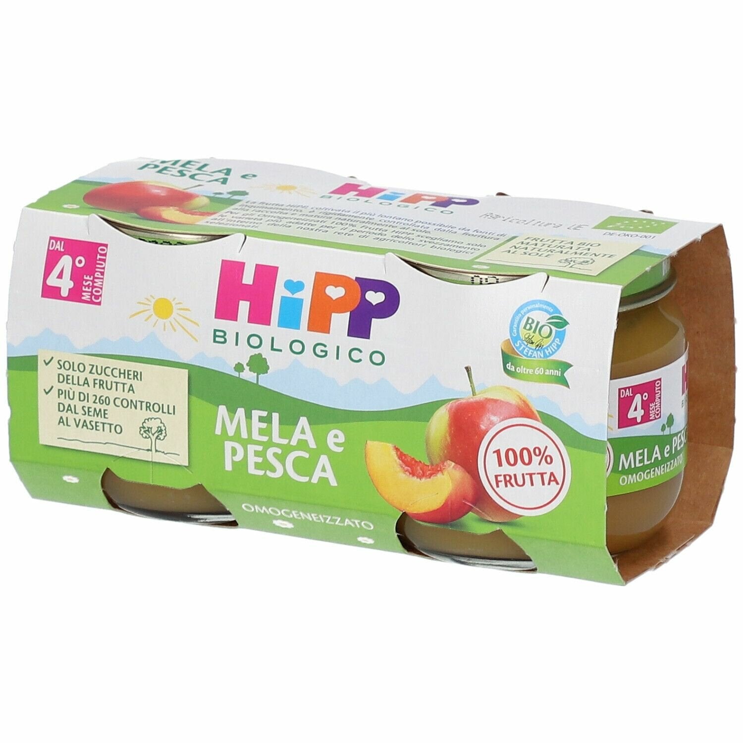 Hipp omogeneizzato mela/pesca 2 x 80 g
