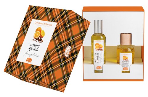 I profumi della casa set agrumi speziati 1 fragranza ambiente spray 100 ml + bastoncini aromatici ambiente 100 ml