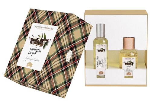 I profumi della casa set vaniglia pepe 1 fragranza ambiente spray 100 ml + bastoncini aromatici ambiente 100 ml