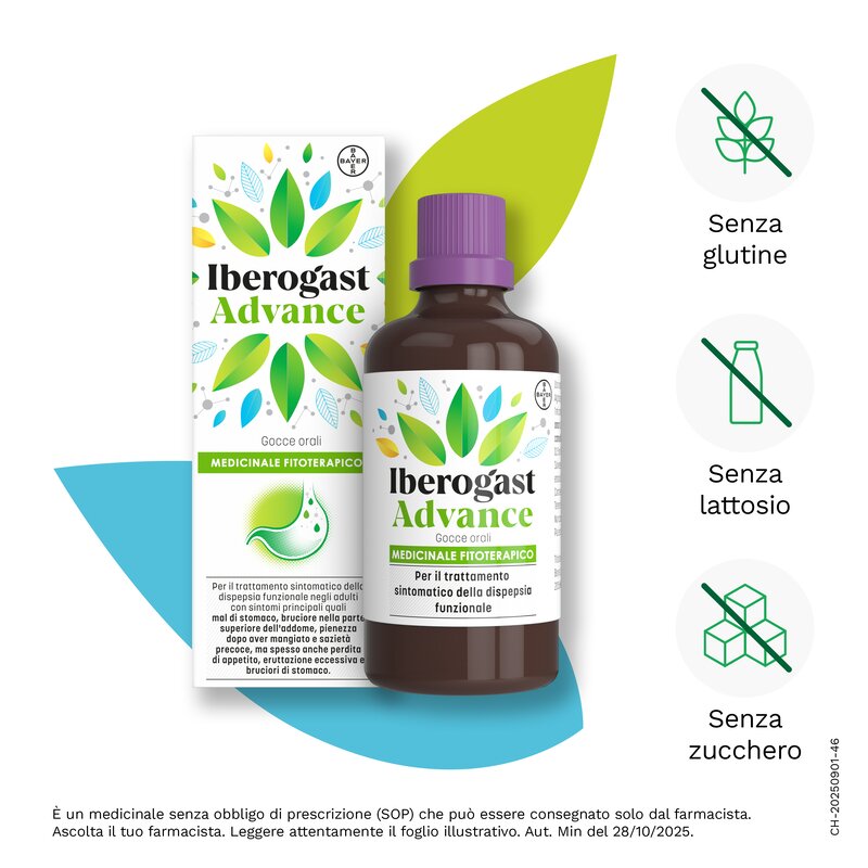 Iberogastadvance gocce orali liquido 1 flacone in vetro da 100 ml con applicatore contagocce