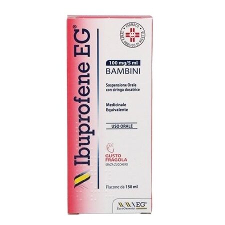Ibuprofene 100 mg/5 sciroppo eg fragola senza zucchero 150 ml