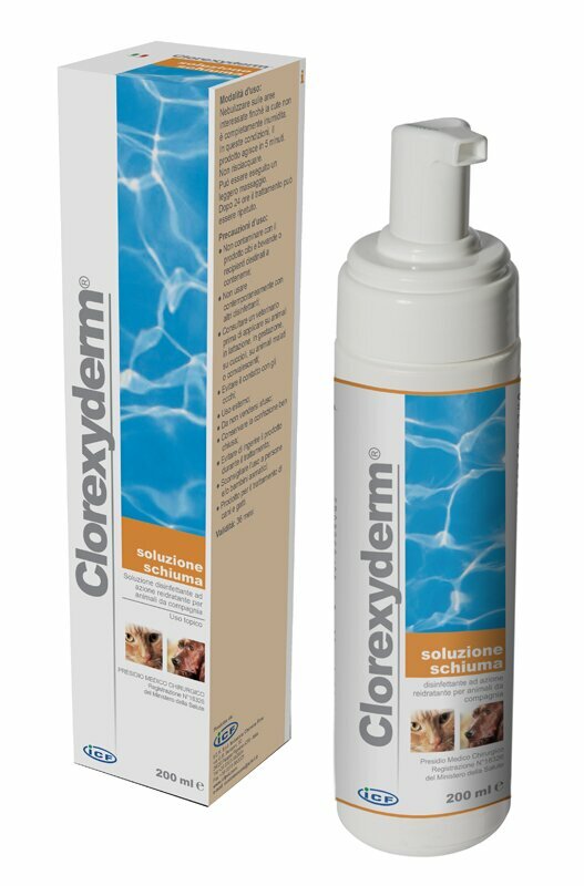 ICF Clorexyderm Schiuma Disinfettante Per Cani e Gatti 200ml