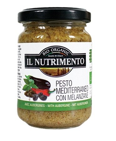 Il nutrimento pesto mediterraneo senza glutine con melanzane e olive 130 g