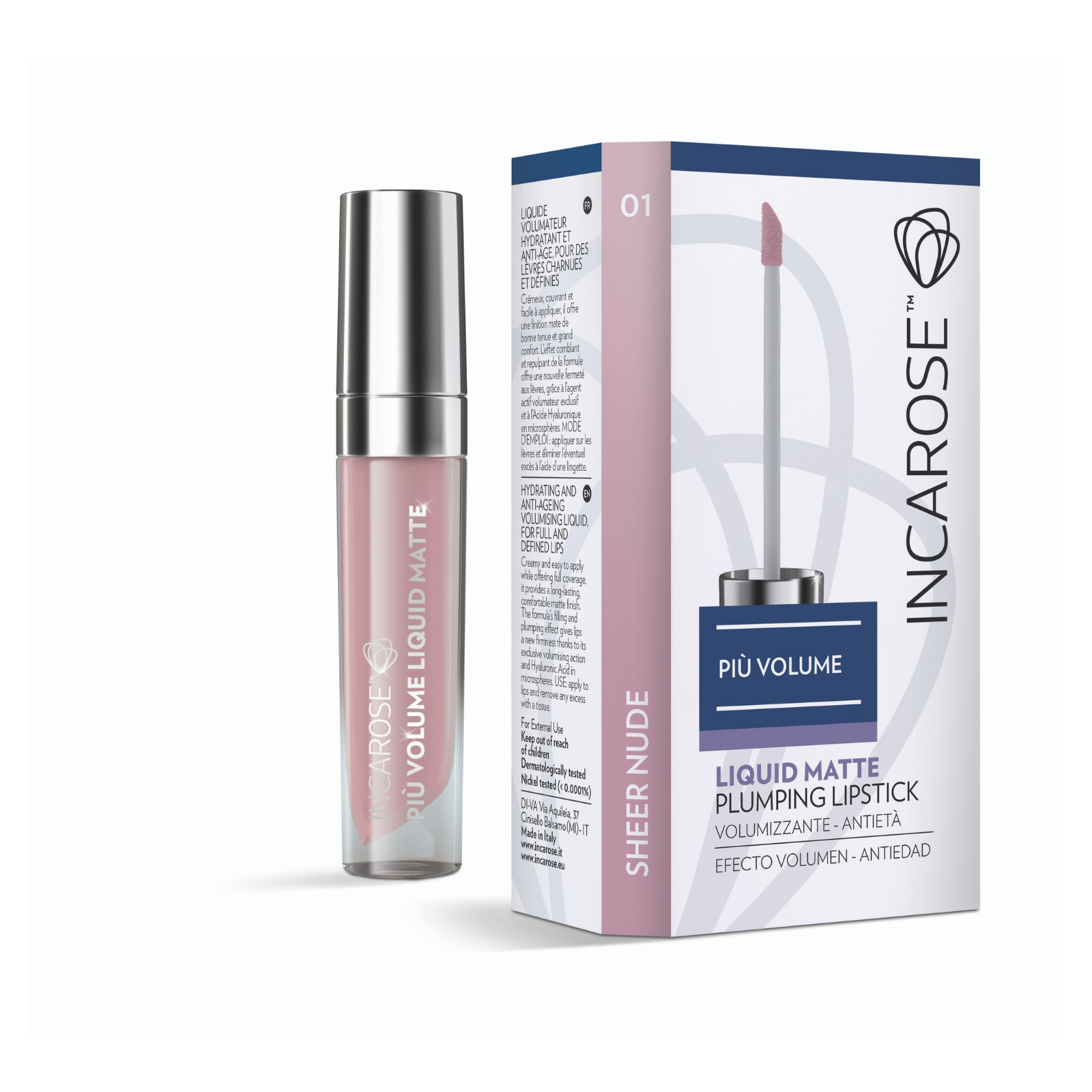 Incarose piu' volume liquid matte 01 sheer nude