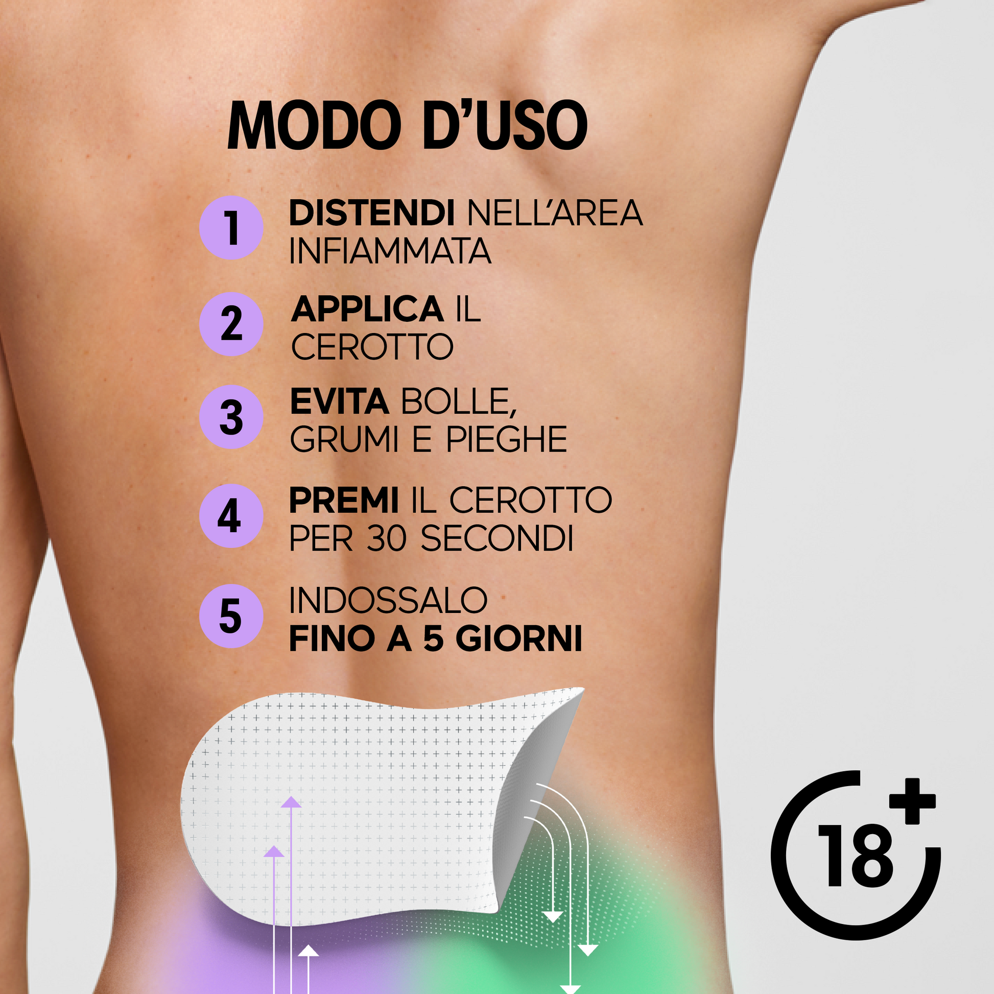 Initiv cerotti schiena dolori muscolari da lievi a moderati senza medicinali 3 pezzi