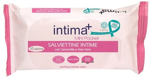 Intima+ salviettine intime con camomilla e aloe vera mini pocket 15 pezzi
