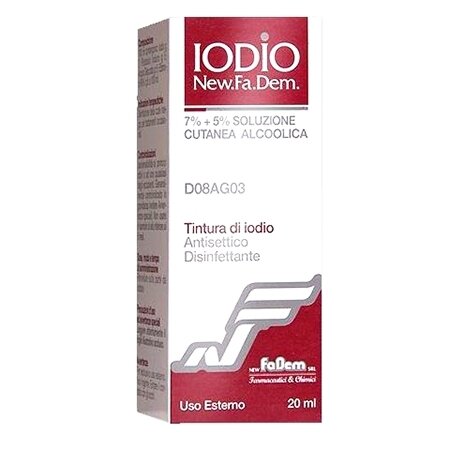 Iodio soluzione alcolica i 7% + 5% new fadem soluzione cutanea 20 ml