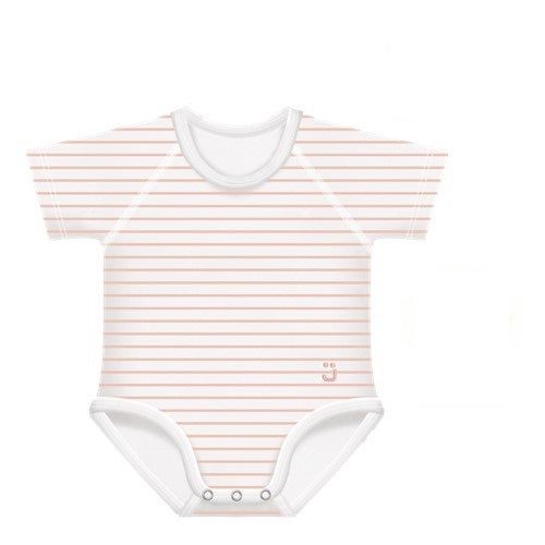 J bimbi body 0-36m in bambu' 4 stagioni righe pesca