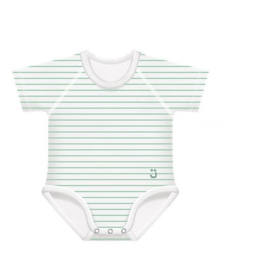 J bimbi body 0-36m in bambu' 4 stagioni righe verde acqua