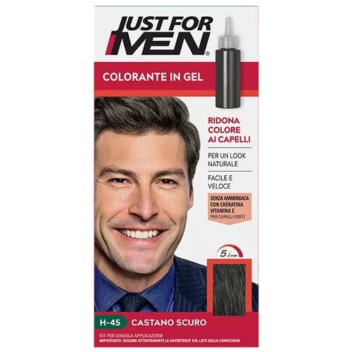Just for men shampoo colorante h45 castano scuro attivatorechiaro 38,5 ml + base colore 27,5 ml