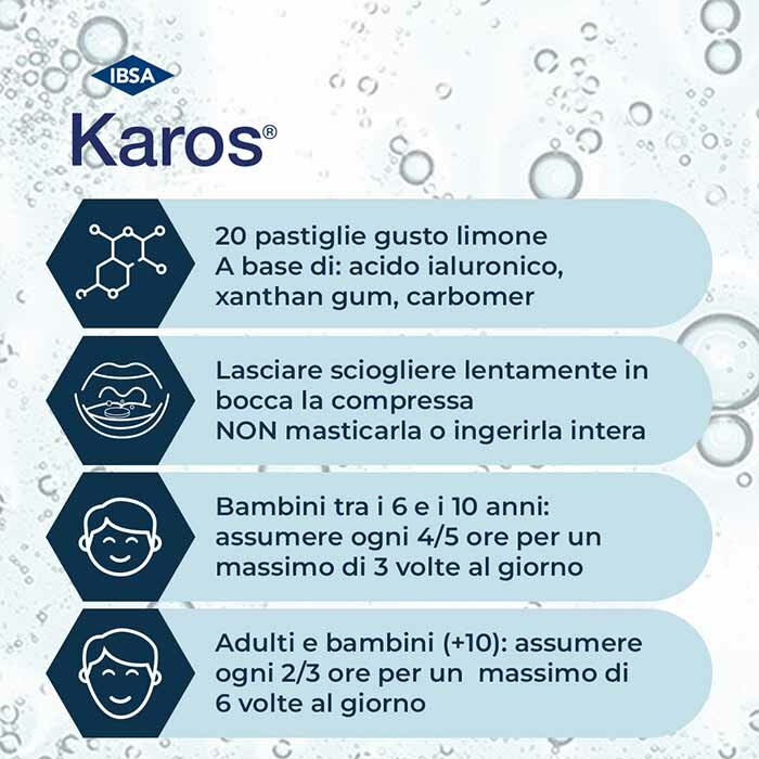 Karos Gola Gusto Limone per Gola Infiammata 20 Pastiglie