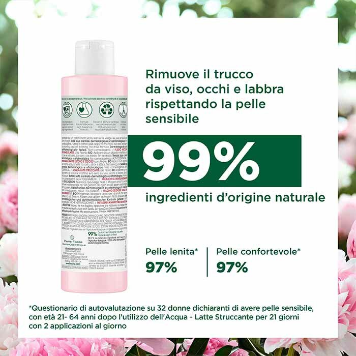 Klorane Acqua Latte Struccante Peonia Bio Pelle Sensibile 200 ml
