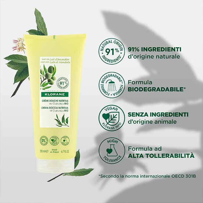 Klorane Crema Doccia Nutritiva Profumo Latte di Mandorla 200 ml