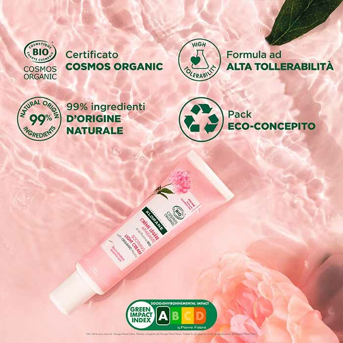 Klorane Crema Leggera Lenitiva Peonia Bio Pelle Sensibile 40 ml