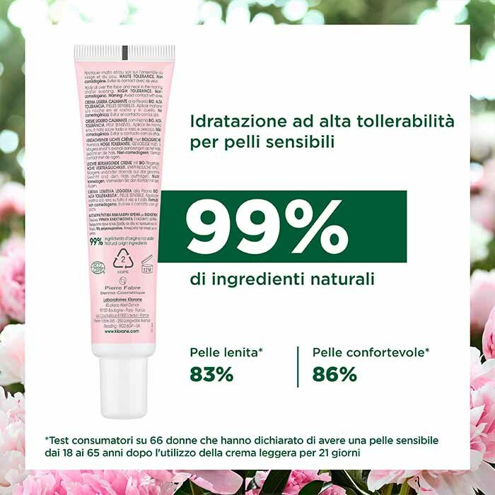 Klorane Crema Leggera Lenitiva Peonia Bio Pelle Sensibile 40 ml
