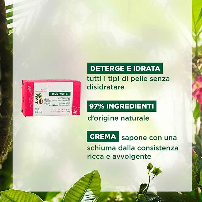 Klorane Crema Sapone Fiore d'Ibisco e Burro di Cupuaçu Bio 100 g