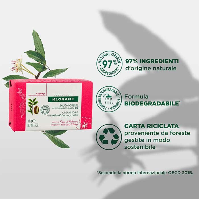 Klorane Crema Sapone Fiore d'Ibisco e Burro di Cupuaçu Bio 100 g