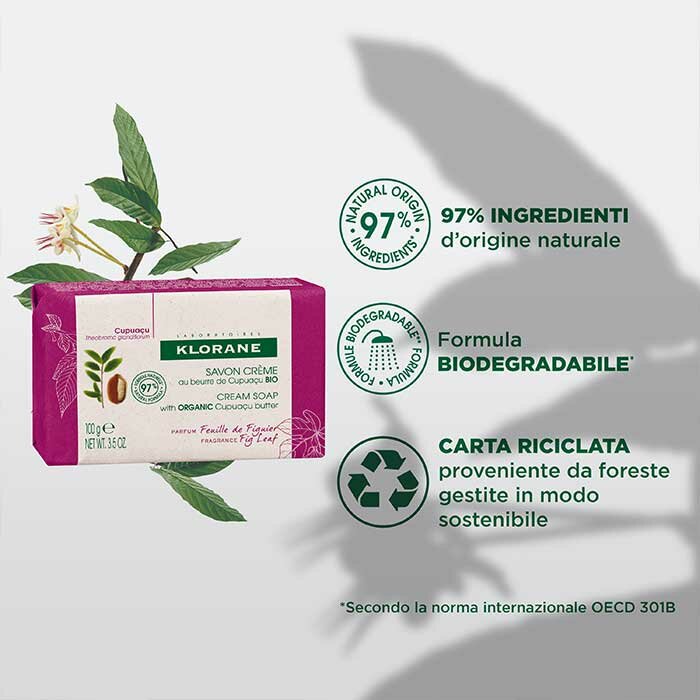 Klorane Crema Sapone Foglie di Fico e Burro di Cupuaçu Bio 100 g