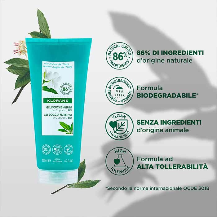 Klorane Gel Doccia Nutritivo Profumo Eau de Tiaré 200 ml
