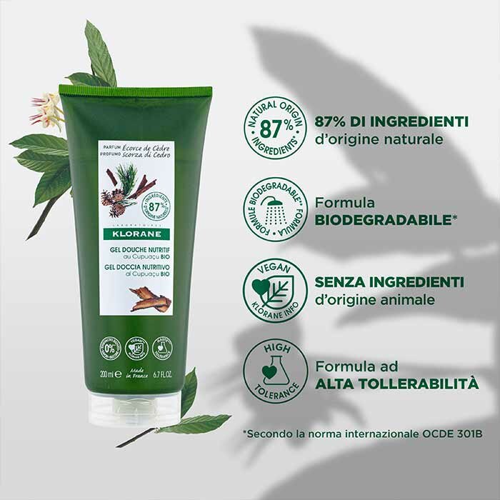 Klorane Gel Doccia Nutritivo  Profumo Scorza di Cedro 200 ml