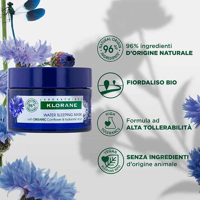 Klorane Idratazione Viso e Occhi Notte al Fiordaliso Bio 50 ml