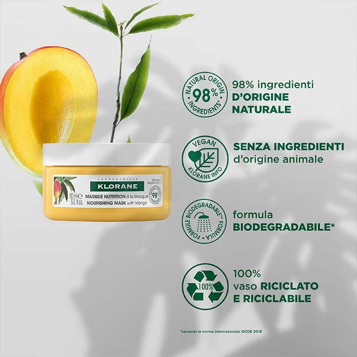 Klorane Maschera nutritiva al Mango Capelli Secchi 150 ml