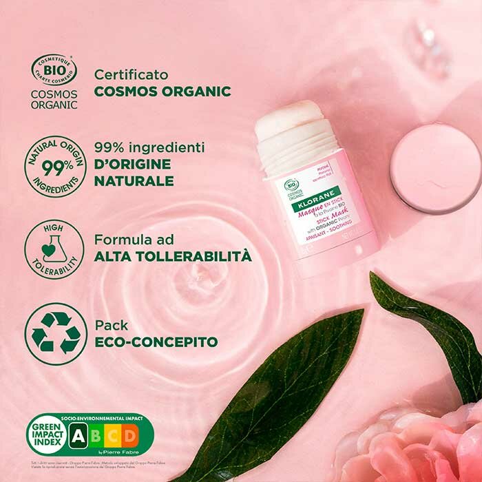 Klorane Maschera Stick Alla Peonia Bio Pelle Sensibile 25 g