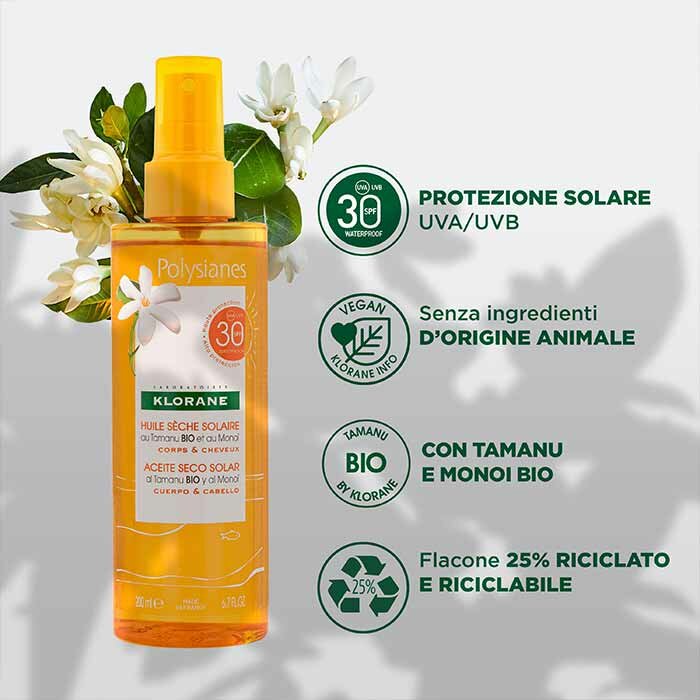Klorane Olio Secco Solare SPF 30 Protezione Alta 200 ml