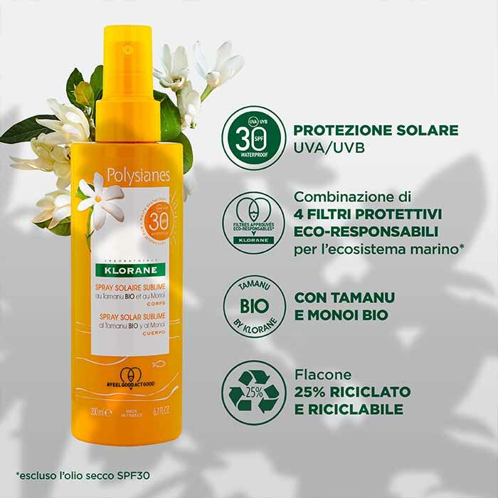 Klorane Polysianes Spray Solare Sublime Corpo SPF30 200 ml
