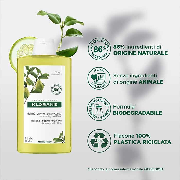 Klorane Shampoo al Cedro Capelli Normali a Grassi 400 ml