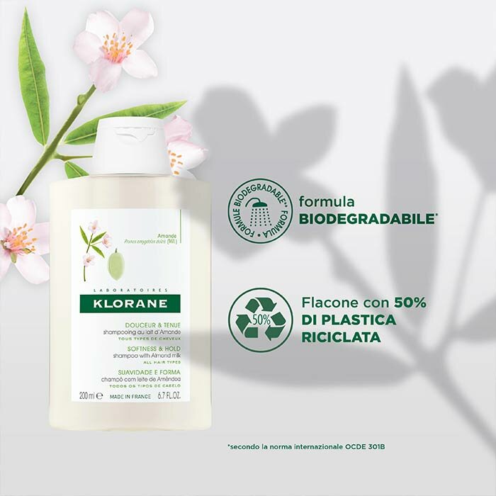 Klorane Shampoo al Latte di Mandorla Morbidezza e Tenuta 200 ml