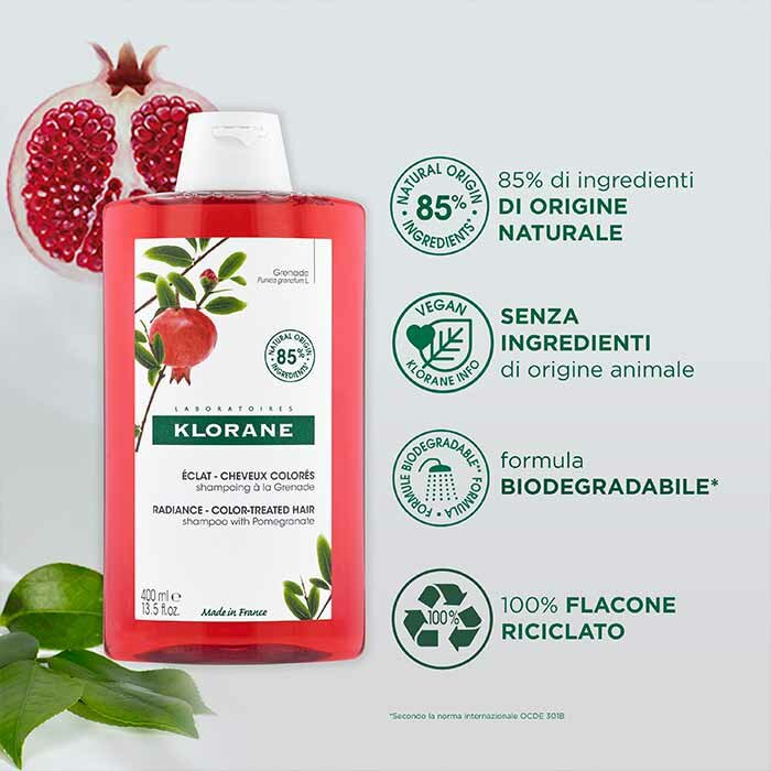 Klorane Shampoo al Melograno Luminosità Capelli Colorati 400 ml