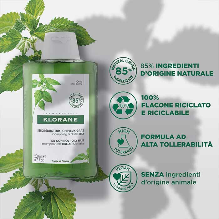 Klorane Shampoo all'Ortica Bio Capelli Grassi 200 ml