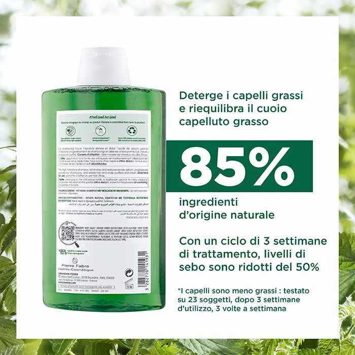 Klorane Shampoo all'Ortica Bio Capelli Grassi 400 ml
