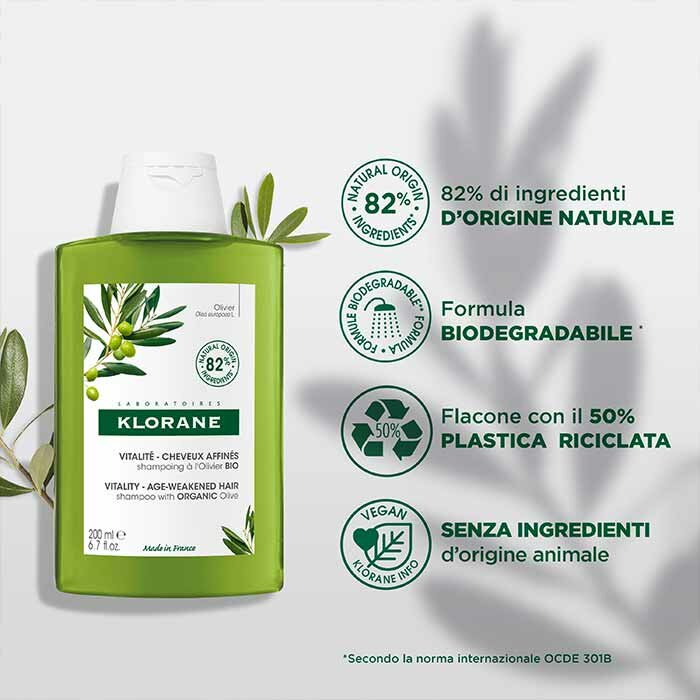 Klorane Shampoo all'Ulivo Bio per Capelli Assottigliati 400 ml