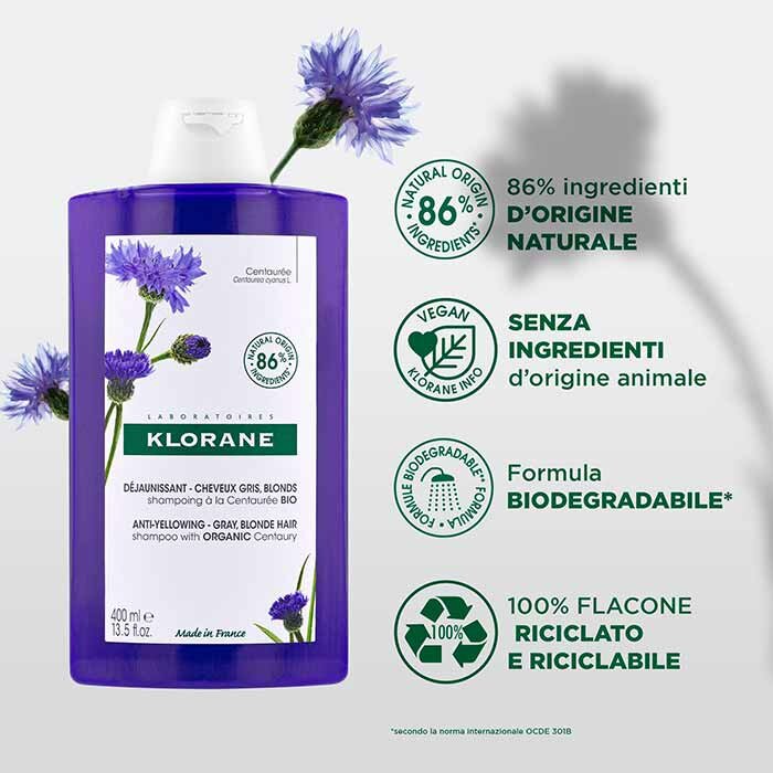 Klorane Shampoo alla Centaurea Bio Anti-Ingiallimento 400 ml