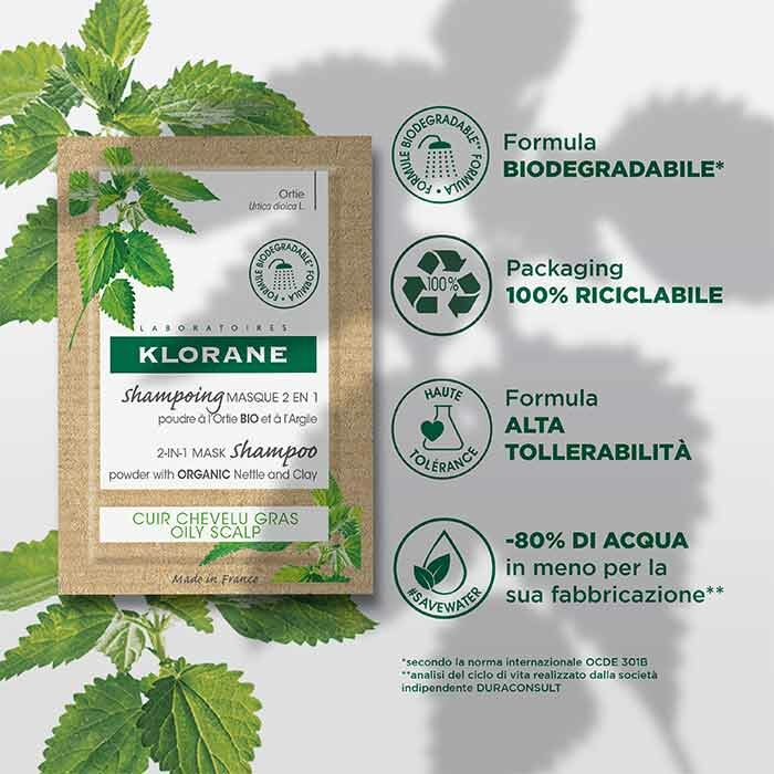 Klorane Shampoo Maschera 2 in 1 all'Ortica Bio e Argilla 24 g