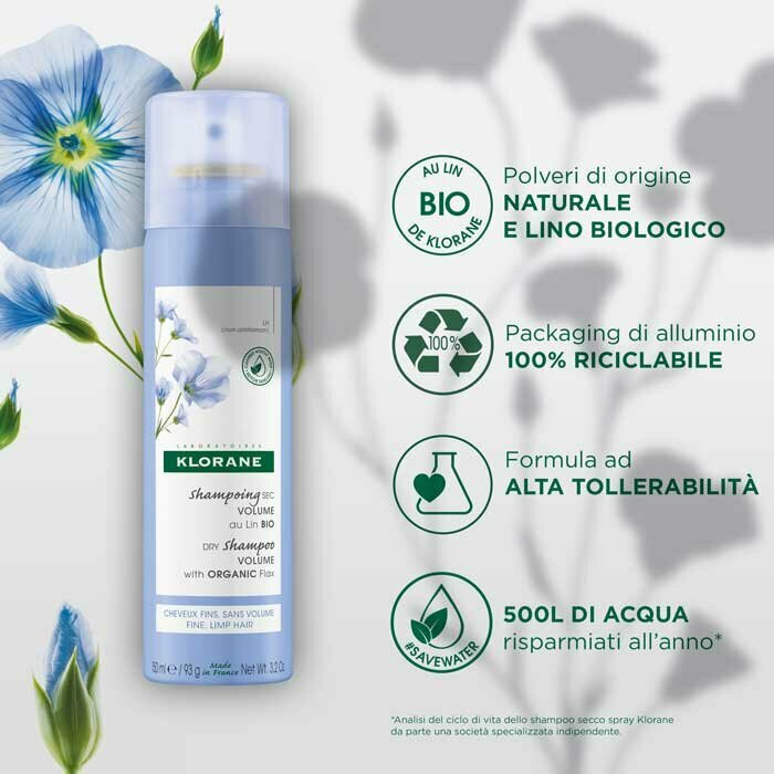 Klorane Shampoo Secco Volumizzante al Lino Bio 150 ml