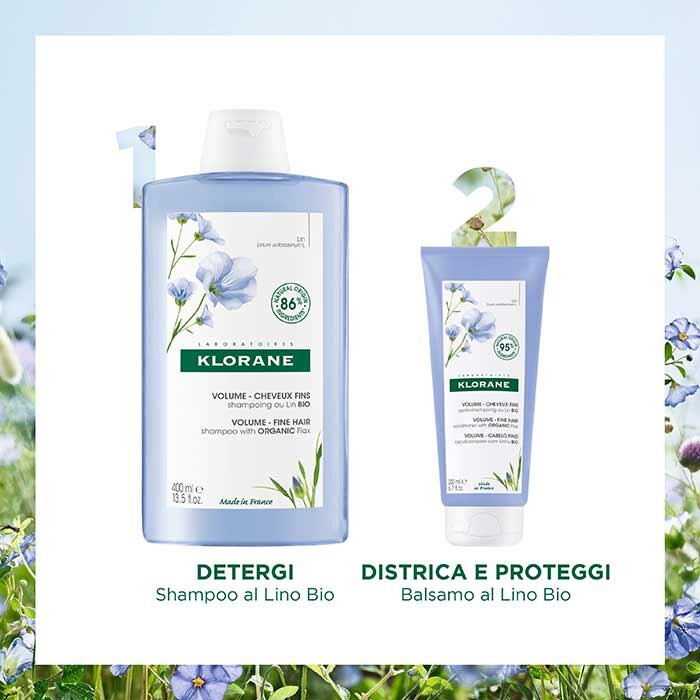 Klorane Shampoo Volumizzante al Lino Bio Capelli Sottili 200 ml